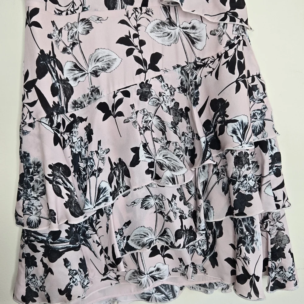 Parker 100% Silk Floral Mini Dress V-Neck Ruffle Wedding Guest Cocktail